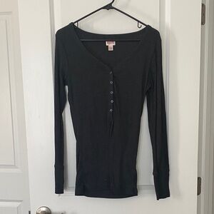 Mossimo Black Long Sleeve Henley Top